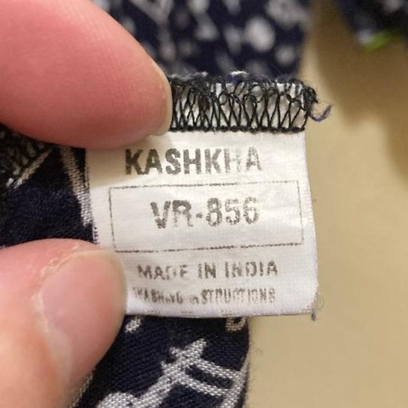 Kashkha Womens Dark Blue Music Note Pattern Embroidered Long Sleeve Maxi Dress S - Picture 7 of 8